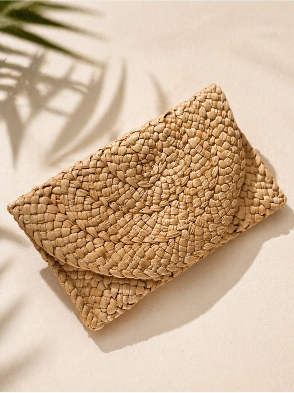 Woven Straw Clutch Bag - Natural